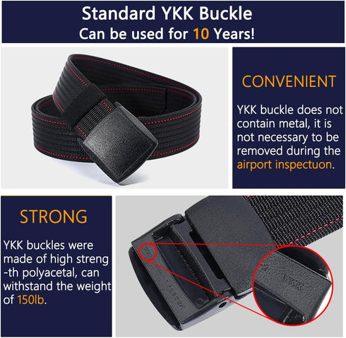 LionVII Belt for Men, Adjustable Belt with Plastic Buckle Breathable for Work Sports, Easy Trim to Fit 28-49" Waist...