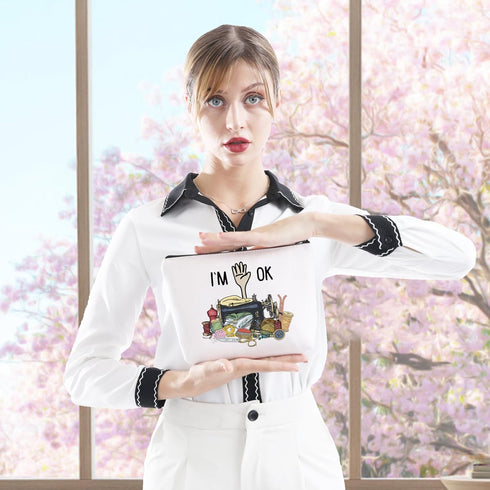 GJTIM Quilting Themed Gift Sewing Gift Sewing Storage Bag Stitching Makeup Bag For Quilters Seamstress Tailors Sewing Lovers (OK Sewing Bag)...