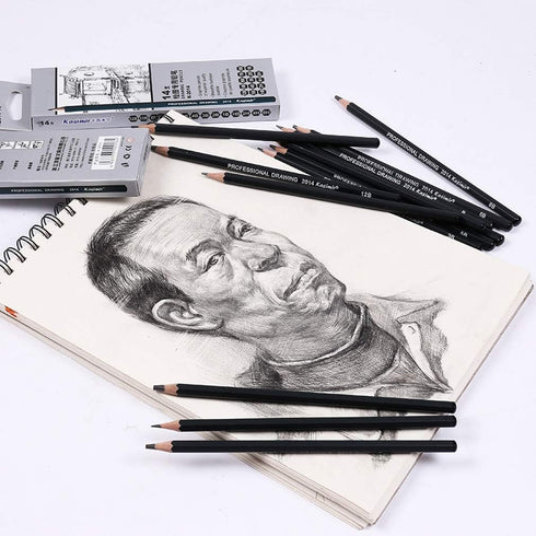 Sketch Pencil Drawing Set 14 Pencils 6H, 4H, 2H, HB, 1B, 2B, 3B, 4B, 5B, 6B, 7B, 8B, 10B, 12B...