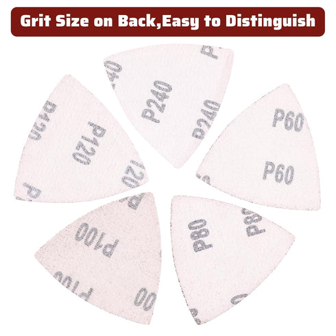 55Pcs Oscillating Tool Sanding Pad Triangle Sanding Pads Set 60/80/100/120/240 Multitool Sandpaper, Grit Fit for Finishing Wood Sanding Plaster...