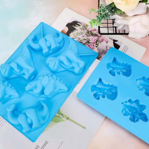 Beasea Dinosaur Soap Mold, 2 Pack 3D Silicone Mat Mini Chocolate Cake Fondant Candy Cookie Baking Making Clay Ice DIY Hard Resin Gummy Cube Tray S...