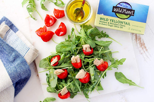 Wild Planet Wild Yellowtail Fillets in Organic Extra Virgin Olive Oil, Skinless & Boneless, Tinned Fish, Sustainably Wild-Caught, Non-GMO, Kosher,...