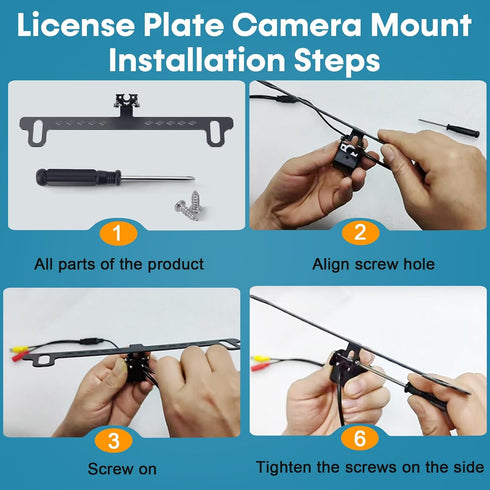 License Plate Bracket for Rear Camera: Universal Rear View Mirror Camera Mount for License Plate - Metal Rust-Proof Backup Camera Bracket for Carp...