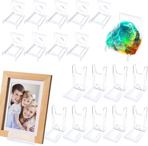 20 Sets Acrylic Plate Stands, Adjustable Display Holder Stands Plastic Clear Easels Stands for Plates Purses Pictures Card Art Stand with 2 Sizes...