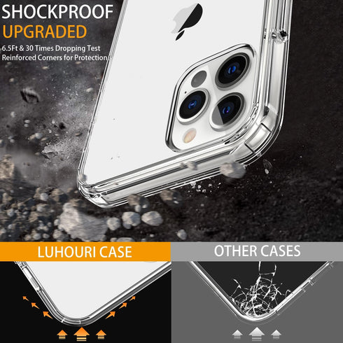 LUHOURI for iPhone 12 Pro Max Clear Case with Screen Protector,Transparent Crystal Acrylic TPU Acrylic Cover,Slim Fit Shockproof Protective Phone ...