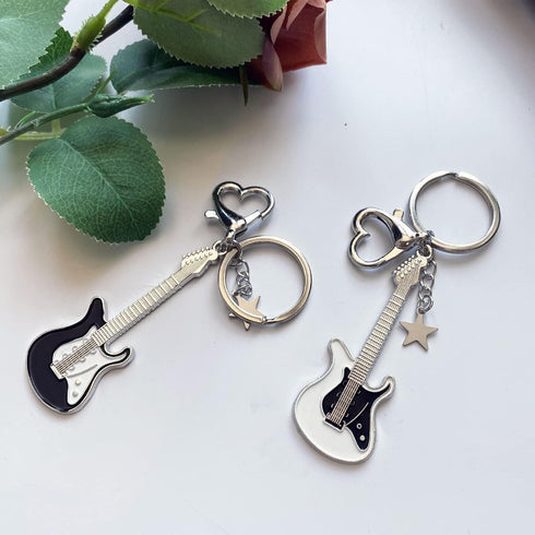 Meefisher Aesthetic Punk Music Guitar Keychain, Cute Star Key Chain Key Rings For Women Music Lovers, Kawaii Gifts...