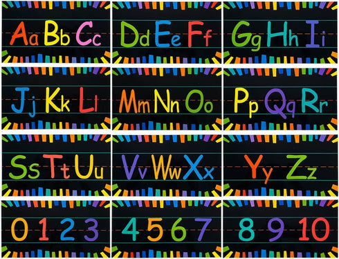 12 Pcs Alphabet Bulletin Board Strips, Alphabet Chart Number Line for Classroom Wall Decorations, Including ABC Number Line and 0-10 Number Bullet...