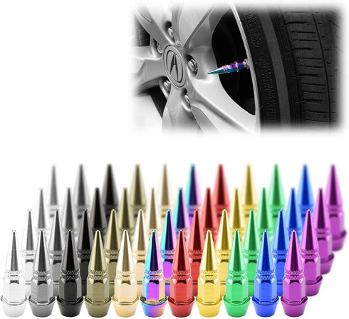 TVC20 Blue 4pcs Long Spike Spiked Tire Valve Stem Caps Metal Thread Wheel Tires...