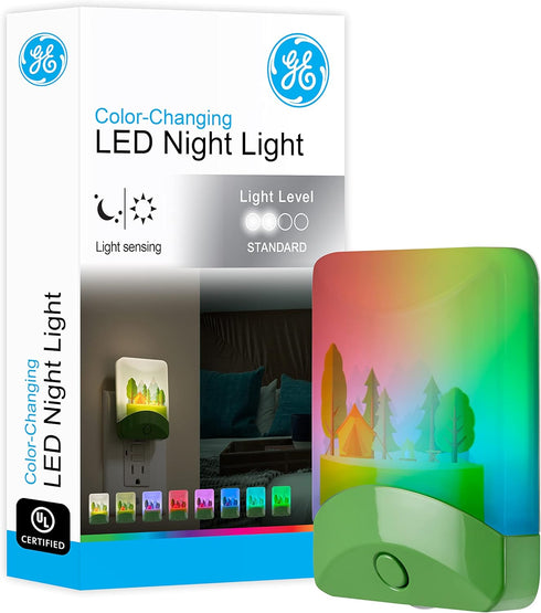 GE Color-Changing LED Night Light, Forest Design, Plugs Into Wall, Dusk To Dawn Sensor, For Kids Adults Bedroom Bathroom, Play Room, Nursery, 1 pa...
