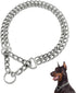 Dog Chain Collar Metal Martingale Collar No Pull Dog Slip Collar Anti Chew Training Collar Chrome Plated Double Link Dog Collar for Large Small Me...