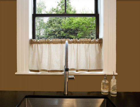 Heritage Lace Ticking 55"x15" Tan/White Valance...