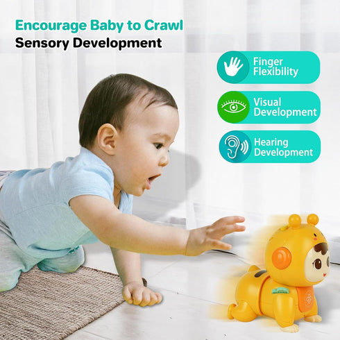 Baby Toys 1 2 years old, Infant Toys with Musical and Light, Early educational toys for toddlers, Baby Crawling Toys 18 Months (Yellow)...