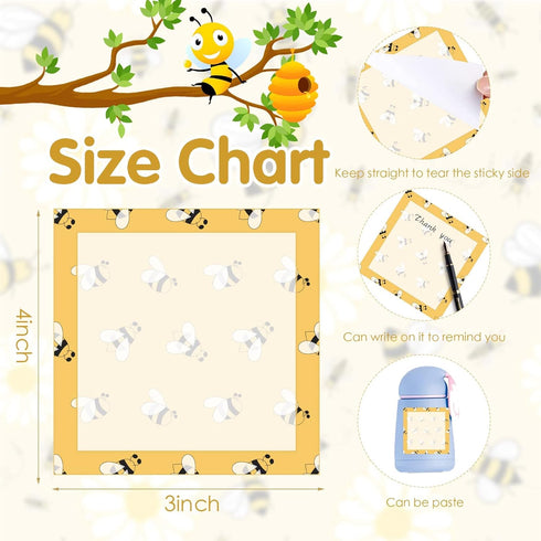 18 Pieces Bee Sticky Notes Adhesive Bee Memo Notes Self-Stick Note Pads for School Office Home Supplies Students Teachers Presents, 9 Styles...