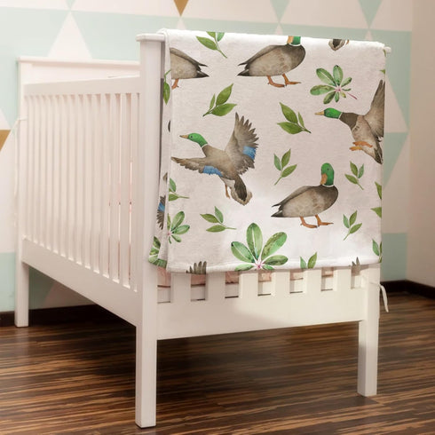 Mallard Duck Green Leaves Baby Blanket for Boys & Girls Duck Hunting Newborn Kids Toddler Baby Nursery Bed Blanket Stroller Crib Soft Warm Receivi...