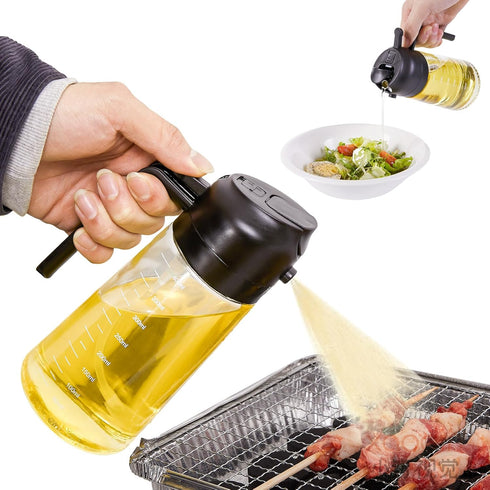 14oz Olive Oil Dispenser for Kitchen -2 in 1 Glass Oil Sprayer and Oil Dispenser,420ml Oil Bottles for Cooking,Air Fryer, Baking,Salad, Frying, BB...