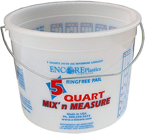 Encore Plastics 5166 Mix 'N Measure Ringfree Plastic Pail with Wire Handle, 5-Quart...