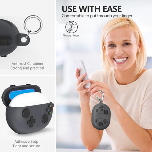 Beats Studio Buds Plus Case Cover, 2021/2023 New Beats Studio Buds, Wireless Earbuds Silicone Case Accessories with Keychain, Dark Grey...