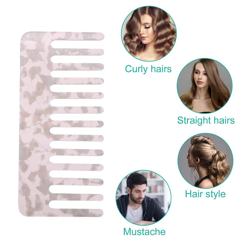 VOCOSTE 2 Pcs Hair Comb Wide Tooth, Anti-Static, for Thick, Curly Hair, Hair Care, Detangling Comb, for Wet and Dry, 2.5mm Thick Pink...