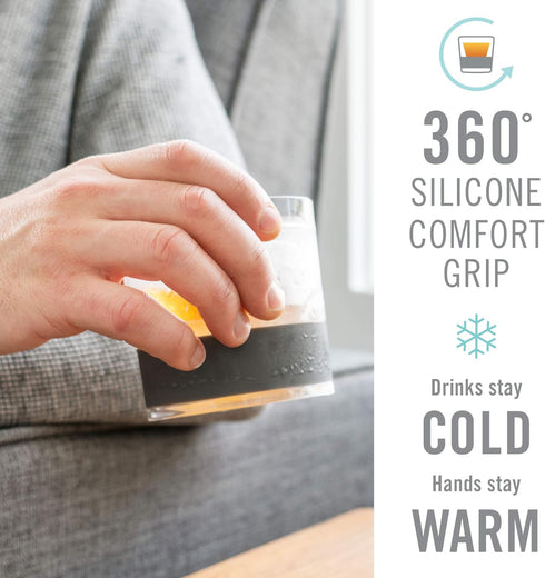 Host Freeze Cooling cup, Old Fashioned Glass with Silicone band for Bourbon, Scotch, and Whiskey, whisky gifts for men, Set of 1, Smoke...