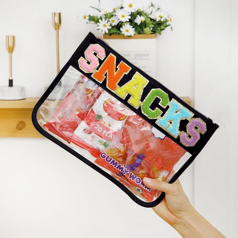 DYSHAYEN Chenille Letter Clear Zipper Pouch for Travel,Nylon Clear Cosmetic Bag,Makeup Travel Bag for Women Girls...