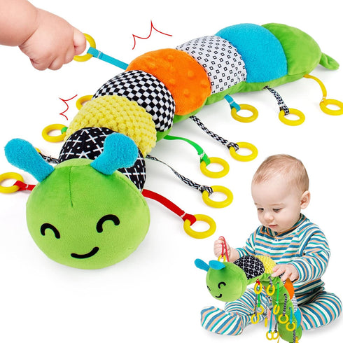 Baby Toys 6 to 12 Months,Montessori Toys for Babies 6-12 Months,Pull String Sensory Toys for 1 Year Old Boys Girls,Plush Caterpillar Learning Acti...