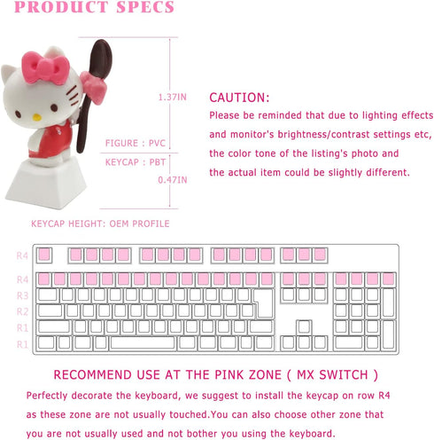 Hello Kittty Keycaps Japanese Anime White Cat Key Caps?Compatible with Cherry MX Switches Custom Gaming Mechanical Keyboard (Hello Kittty)...