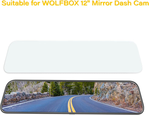 WOLFBOX 12inch PET Anti-Glare Film for Rear View Mirror Camera, Interior Rearview Mirror Anti Glare Membrane Anti-Scratch Sticker Safe Driving Pro...