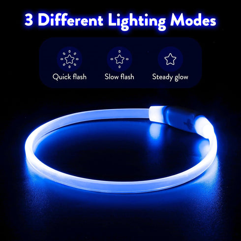Led Dog Collars for Small Dog,Vizpet XS Light up Adjustable Collar USB Rechargeable Bright Safety Pet Collar for Cats Dogs(Blue)...