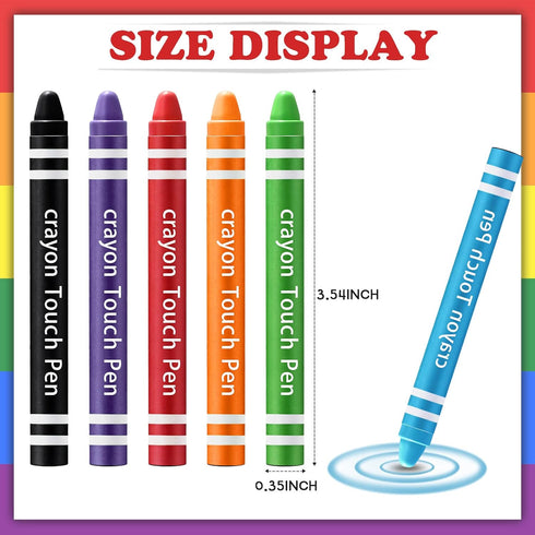 12 Pcs Kids Stylus Pen, Fun Crayon Stylus for Touchscreen Tablets, Kids Edition Tablet Crayon Stylus for Children, Compatible with Smartphones Pho...