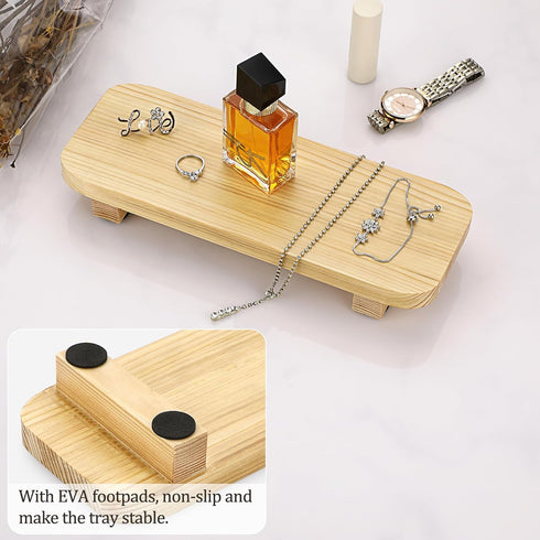 ELLDOO Farmhouse Wood Riser, Wooden Pedestal Stand for Kitchen Counter Bathroom Home Decor, Decorative Riser Display Tray Countertop Organizer for...