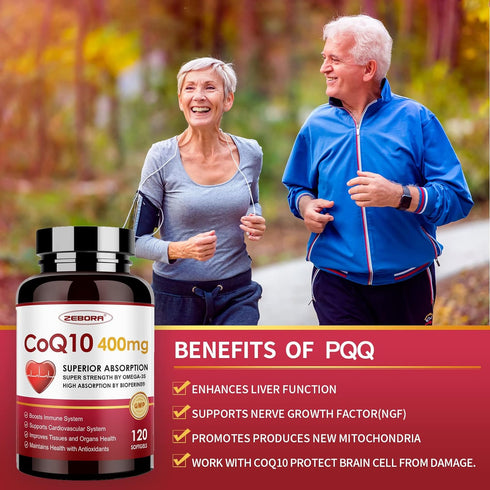 CoQ10-400mg-Softgels with PQQ, BioPerine & Omega-3, Coenzyme Q10(Ubiquinone) Supplement for High-Absorption, Powerful-Antioxidant, Support Heart &...