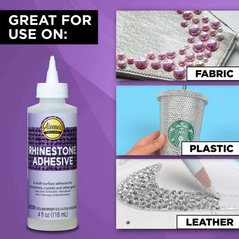 Aleene's Rhinestone Adhesive 4 fl oz Liquid Glue for Jewels, Crystals, Rhinestones, and Embellishments - Dries Clear...