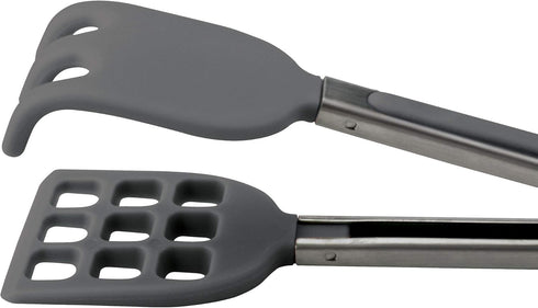 Tovolo Mini Waffles Tongs with Silicone Tips (Charcoal) - Small Tongs for Fruit, Coffee Bar, Charcuterie, Salad, Tea Party, Cooking, Taco Bar, App...