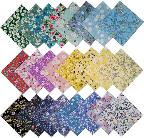 8" x 8" 25 PCS 100% Cotton Fabric Bundles for Quilting Sewing DIY & Quilt Beginners, Quilting Fabric Squares...