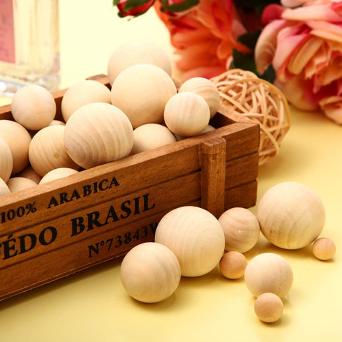 Blulu 88 Pieces Round Wooden Balls for Craft-Unfinished Round Natural Balls for DIY Craft Projects Jewelry Making, 5 Sizes...
