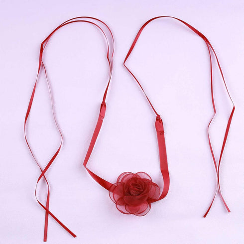 Lace Bow Choker Camellia Flower Lace-up Necklace Long Ribbon Floral Neckband Choker Gothic Necklace Jewelry for Women...