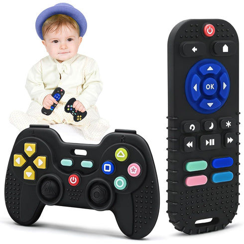 Teething Relief Teethers Toys for Babies 3 6 12 Months Gifts, Silicone Teether Remote Control & Game Controller Sensory Bath Toys for 3 6 9 12 18 ...