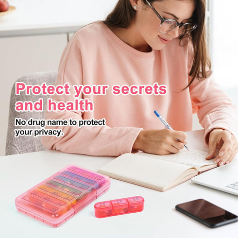 Odaro Pill Organizer 3 Times a Day - Portable Weekly Medicine Box, Waterproof Weekly Medicine Box for Fish Oils, Vitamin, Supplements (Pink)......