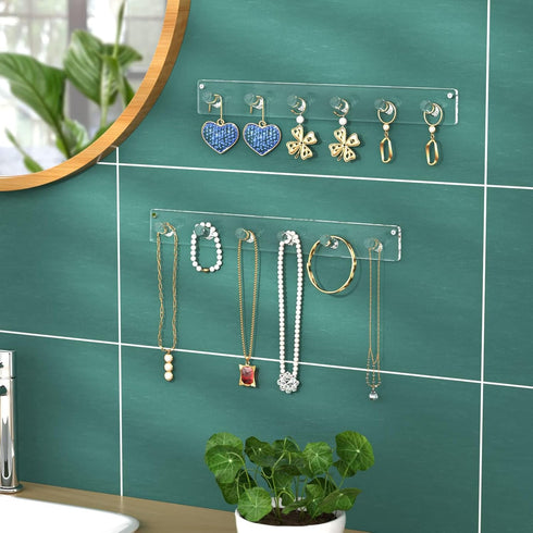 NIUBEE Wall Mounted Necklace Hanger, 4 Pack Acrylic Jewelry Stand Organizer, Bracelets Rings Bangles Display Rack,Best Gift for Girl Women...