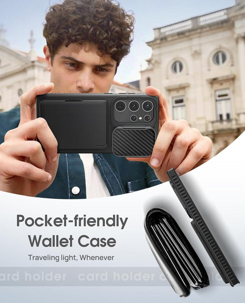 Vihibii for Samsung Galaxy S24 Ultra Case Wallet with Card Holder (4 Cards) & Stand & Camera Protective Cover, Hard Back Soft Edge Shockproof Kick...