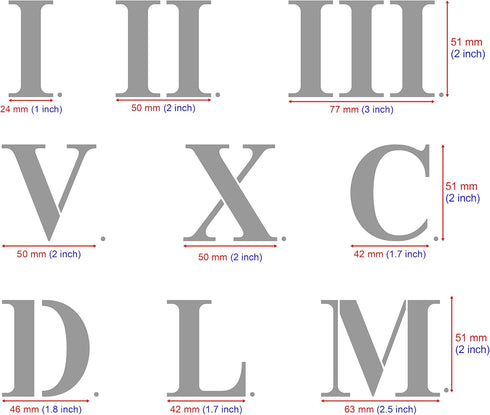 Aleks Melnyk #161 Roman Numerals Stencils - 2 inch, Templates for Wood Burning, Crafts, DIY, Engraving, Paint and Home Decor, Metal Stencils Roman...