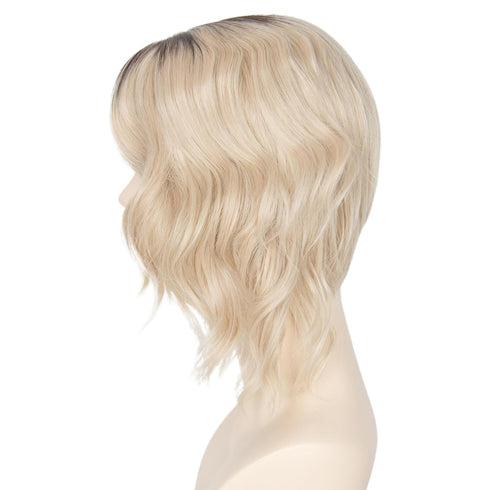 Miss U Hair Women Girl's Short Half Curly Half Straight Wig Decent Black Gradient Golden Cosplay Wig...