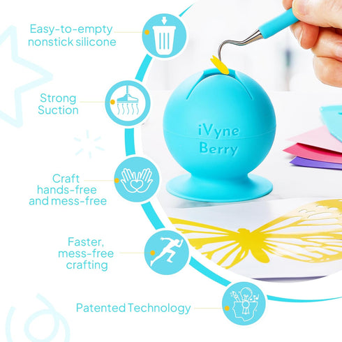 iVyne Berry Suctioned Vinyl Weeding Scrap Collector & Holder for Weeding Tools for Vinyl - Blue...