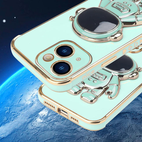 Omio Compatible with iPhone 15 Plus Case with Astronaut Hidden Stand, Luxury Love Heart Plating Case Side Edge Small Love Pattern for Women Girls ...