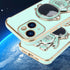 Omio Compatible with iPhone 15 Plus Case with Astronaut Hidden Stand, Luxury Love Heart Plating Case Side Edge Small Love Pattern for Women Girls ...