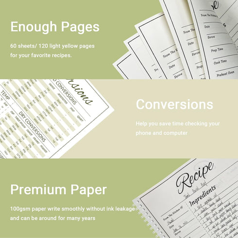 2 Pack Recipe Book To Write In Your Own Recipes, 8.5" x 11" Personal Blank Recipe Notebook Journal Blank Cookbook Recipe Journal (120 Recipe Pages...
