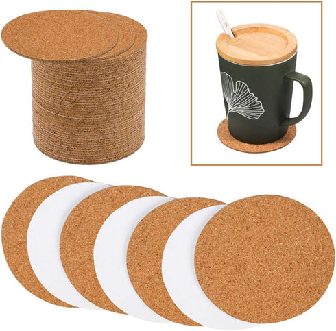 Allazone Self-Adhesive Cork Round, 70 Pack Cork Backing Sheets for Wall Decoration, Party Supplies Coasters and DIY Crafts...