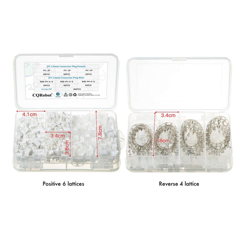 JST PH 2.0 mm Pitch 2-Pin/3-Pin/4-Pin JST Wiring Connecting IC Male Plugs, Female Sockets Housing and T-Shaped Crimp Terminal Kit. 150 Sets/750 Pi...