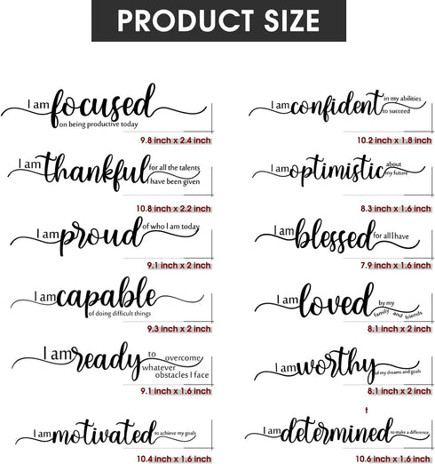 Epakh 2 Sheets Motivational Wall Stickers Decor Black Inspirational Wall Decal Art Inspirational Quote Stickers Vinyl Positive Wallpaper for Livin...