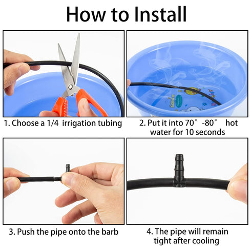 300 Pcs Barbed Connectors Drip Irrigation Fittings Kit, 1/4" Drip Irrigation Kit for Garden Flower Pot Greenhouse Lawn (Straight Barbs,Single Barb...